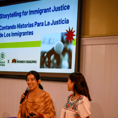 Storytelling for Immigrant Justice event at the Women's Building